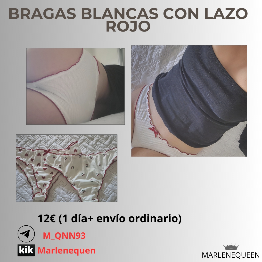 Braguitas blancas con lazo rojo