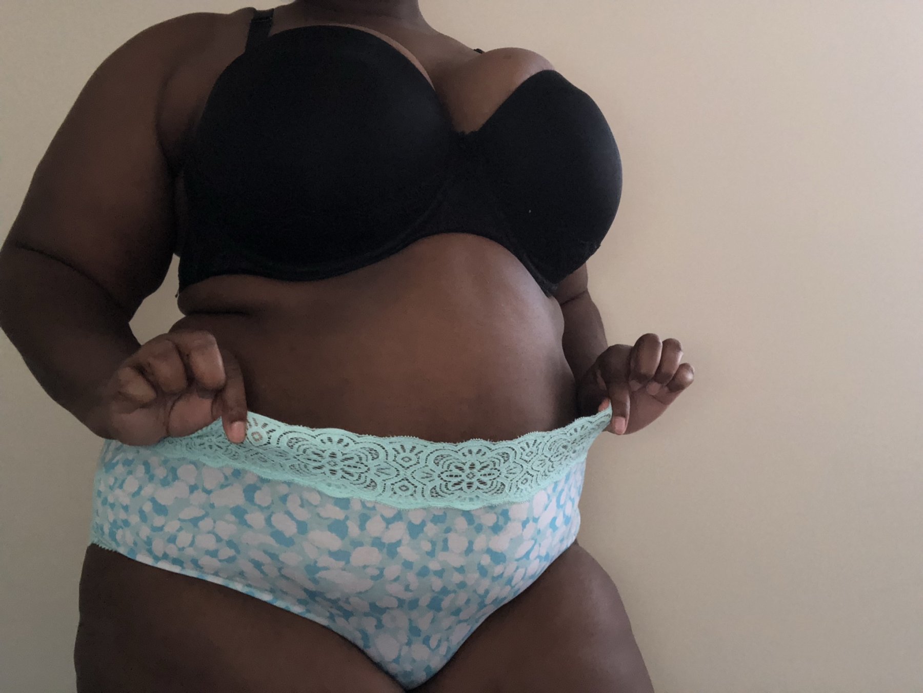 Pale, Lacy, blue panties