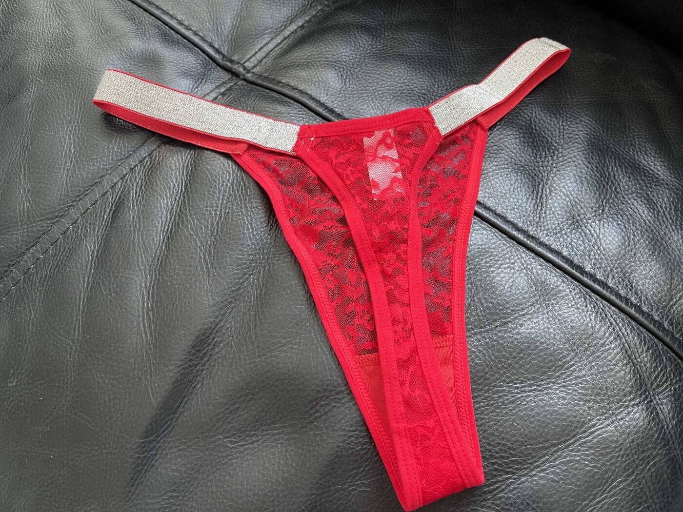 Red diamonte thong - 1