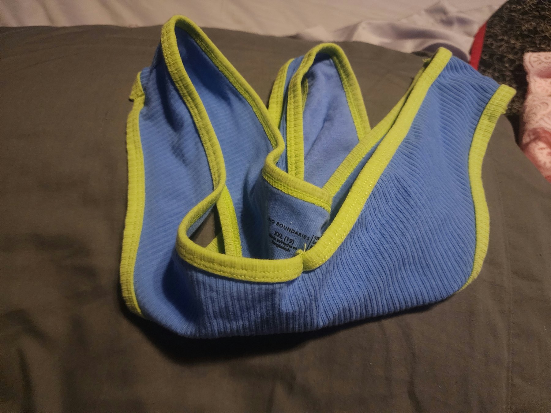 Blue and green thong