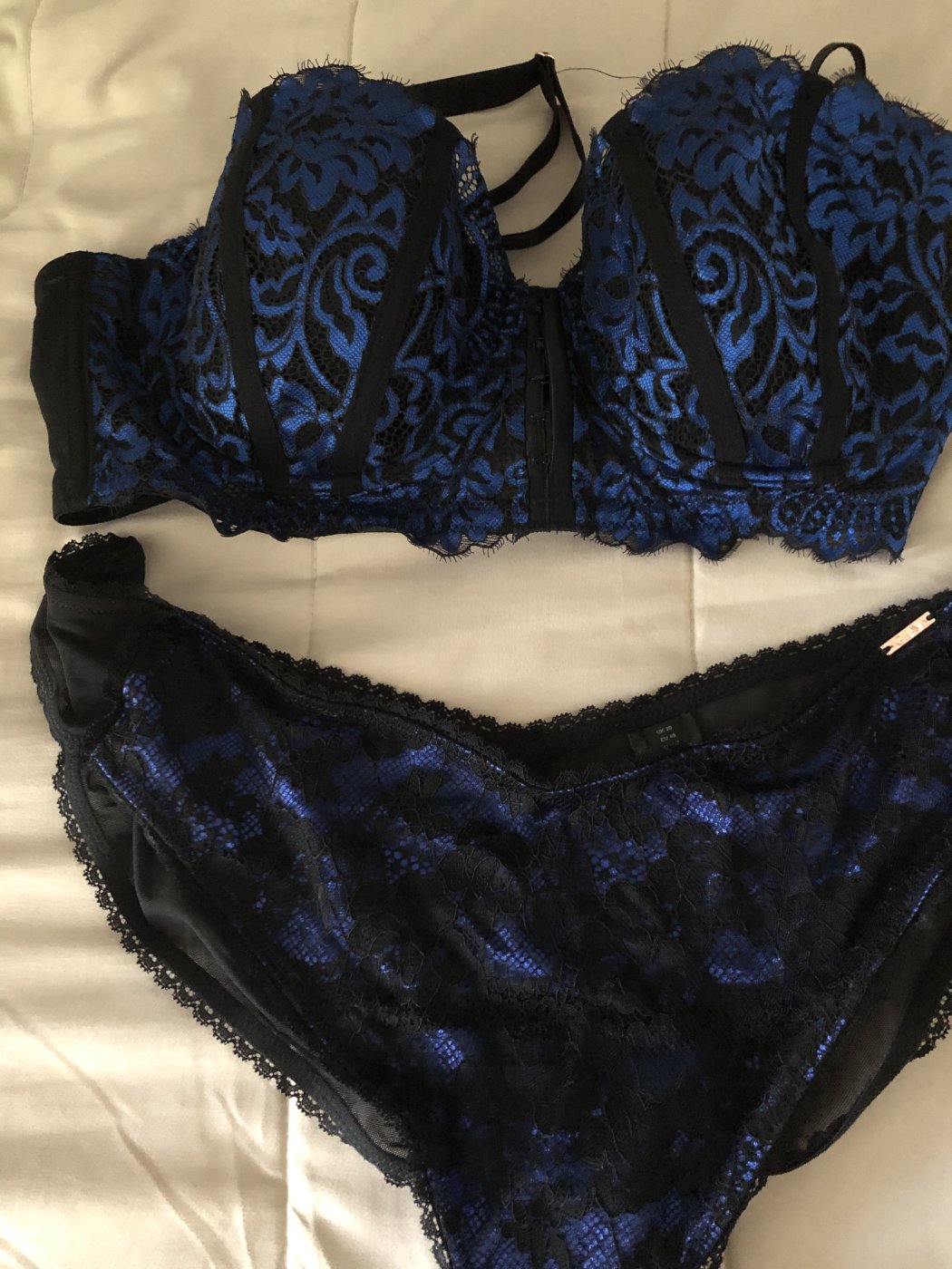 Black and royal blue Brazilian panty abd bra set £45