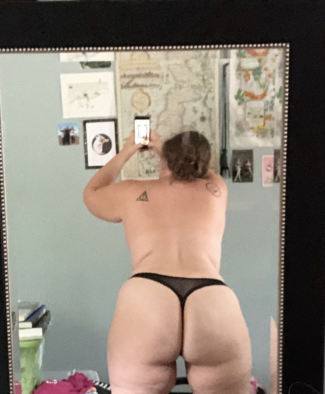 Lacey black thong worn all day