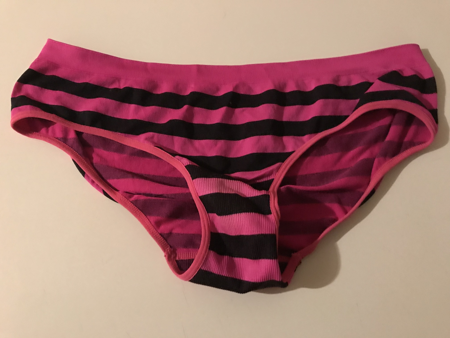Beautiful pink and black striped panties.