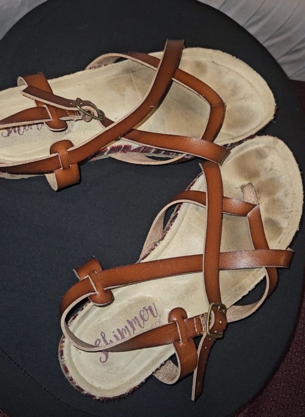 Worn strappy sandals