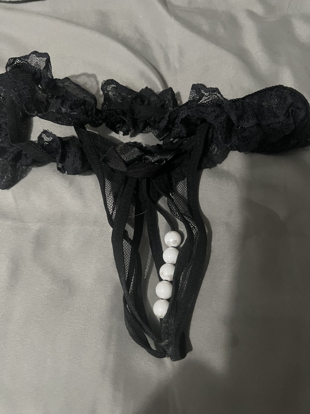 Black lace panties with pearlsI played with myself in
