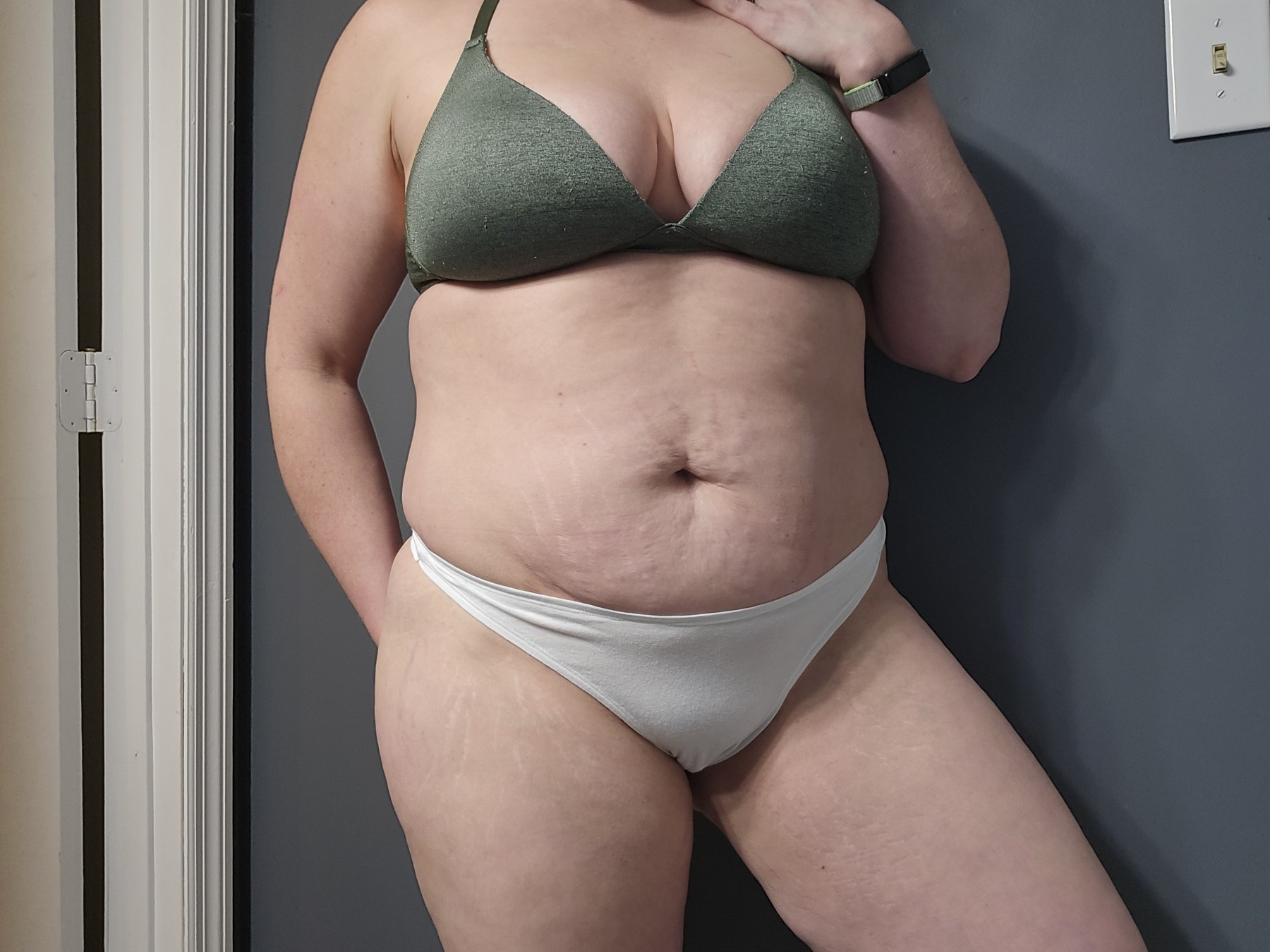 Solid White Cotton Thong - See all the goodies!