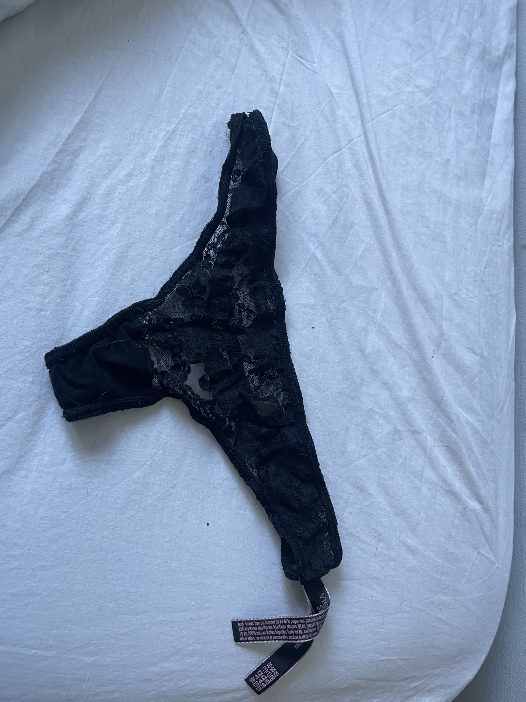 Black lace thong