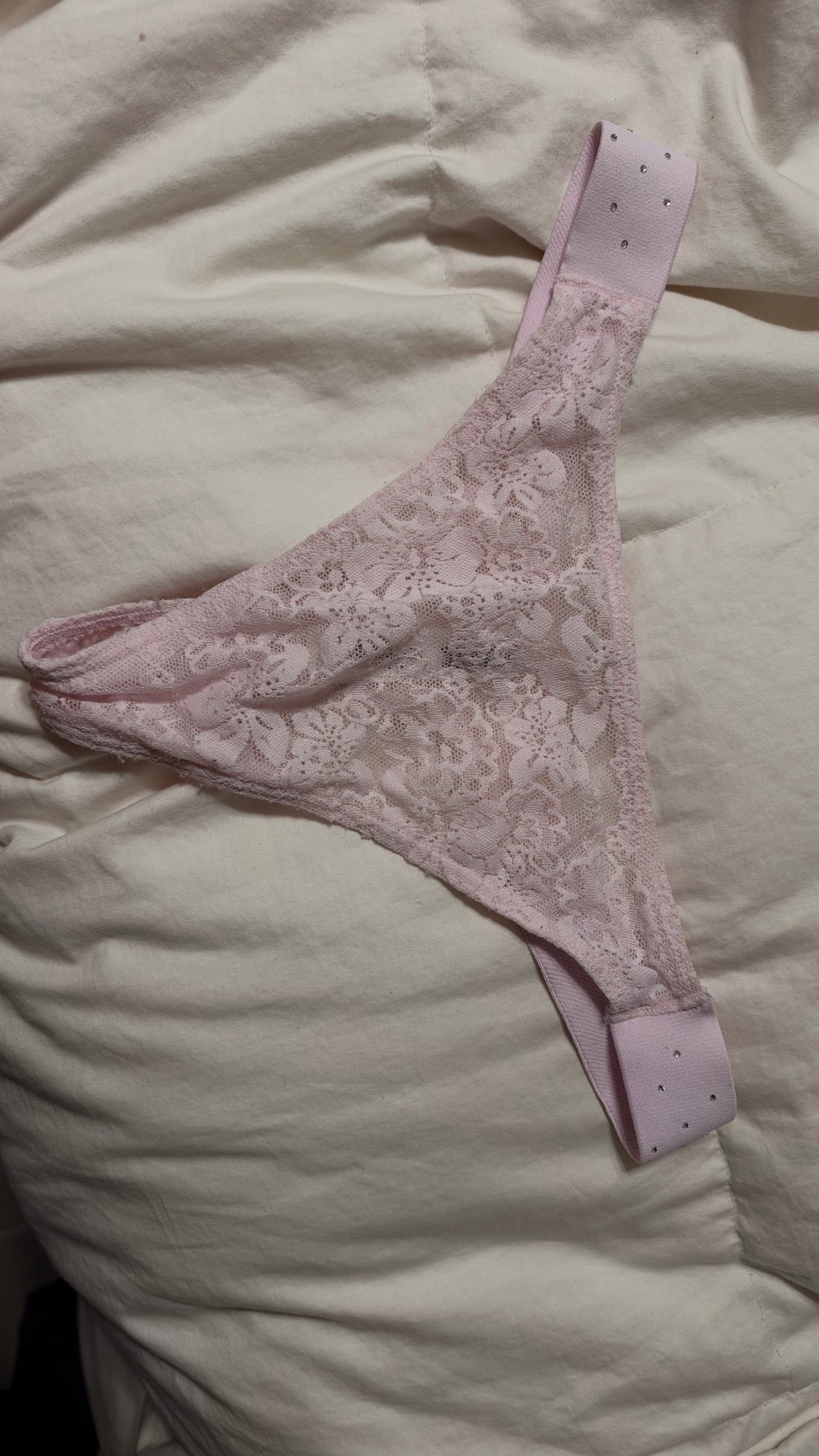 Pink VS lace thong