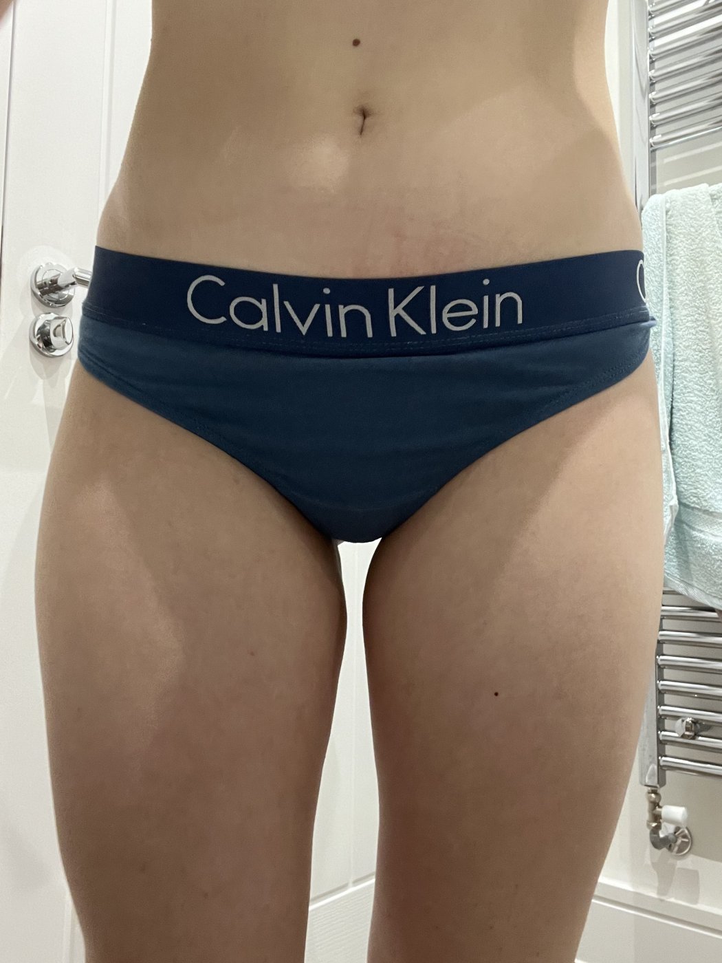 blue-green cotton calvin’s thong…