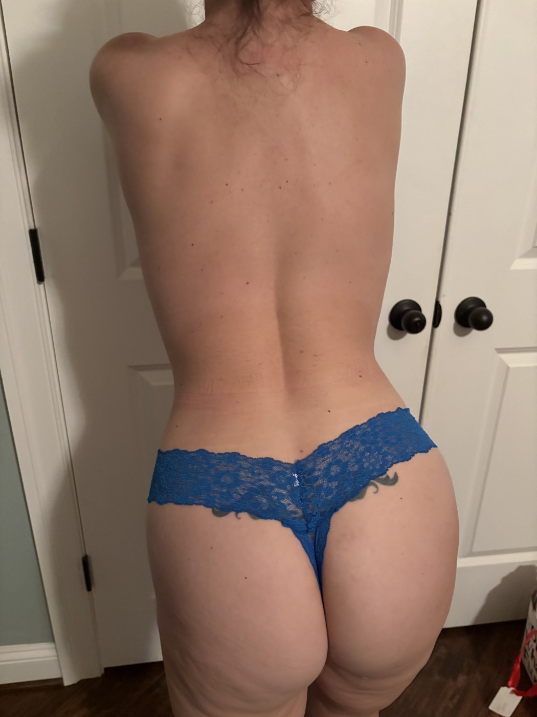 Blue Thong post self Orgasm