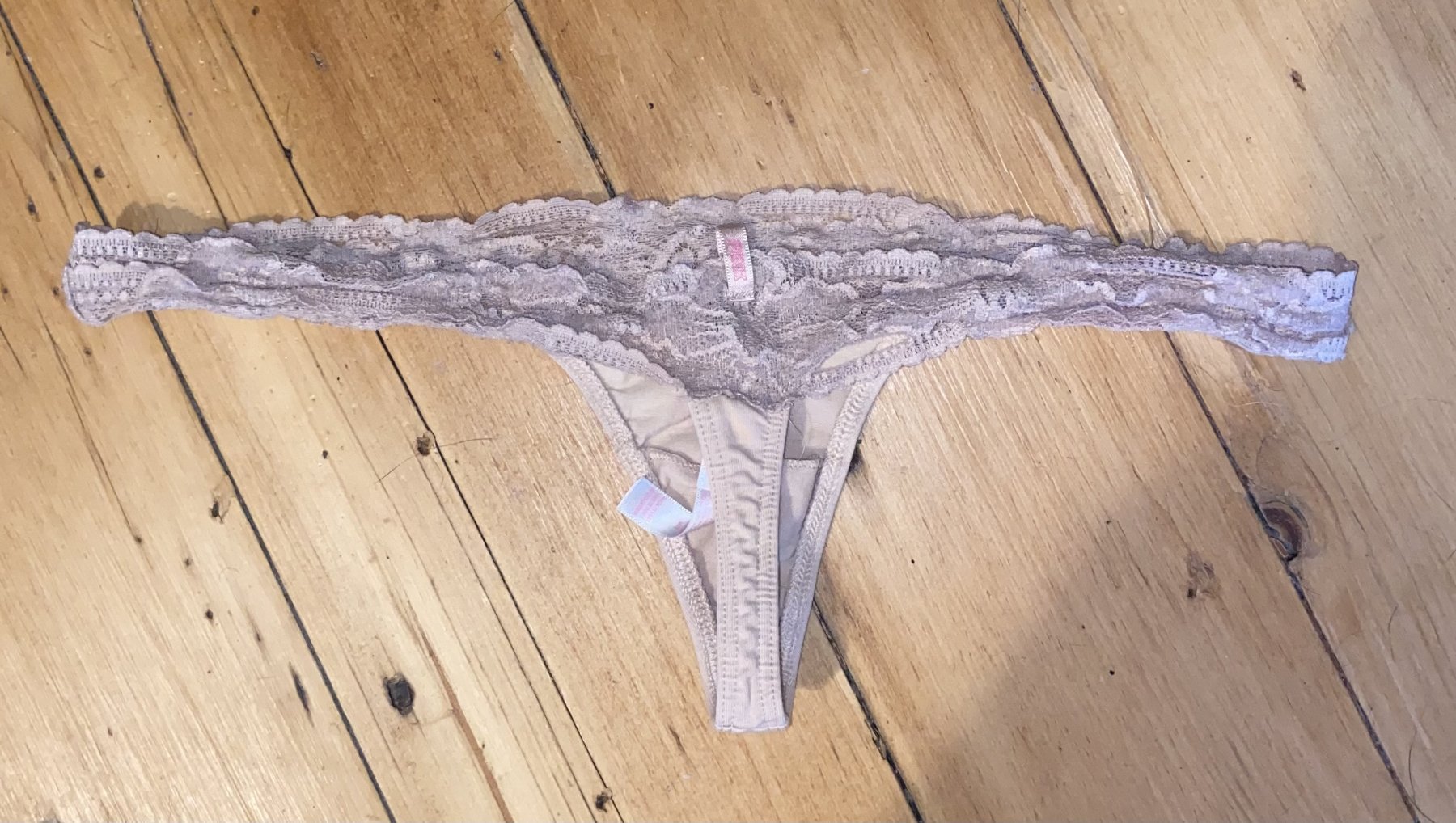 Nude Flower Lace Thong - 1