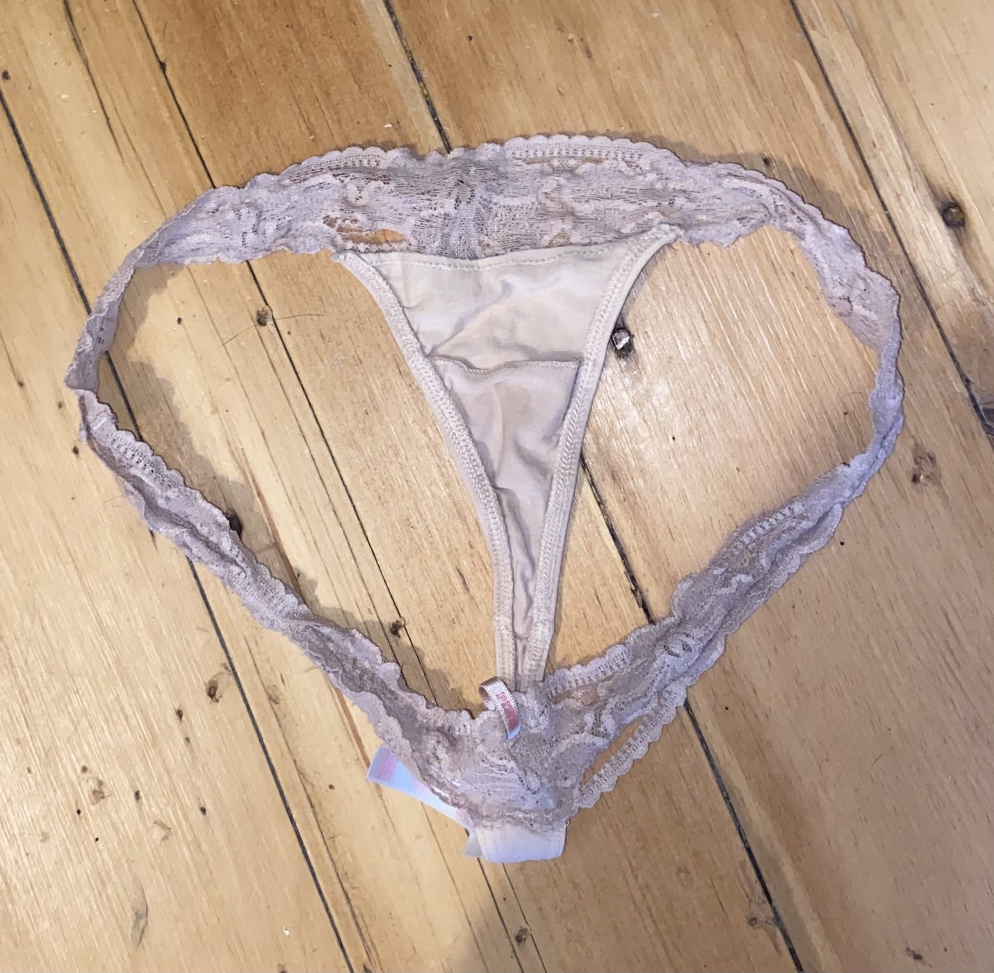 Nude Flower Lace Thong - 2