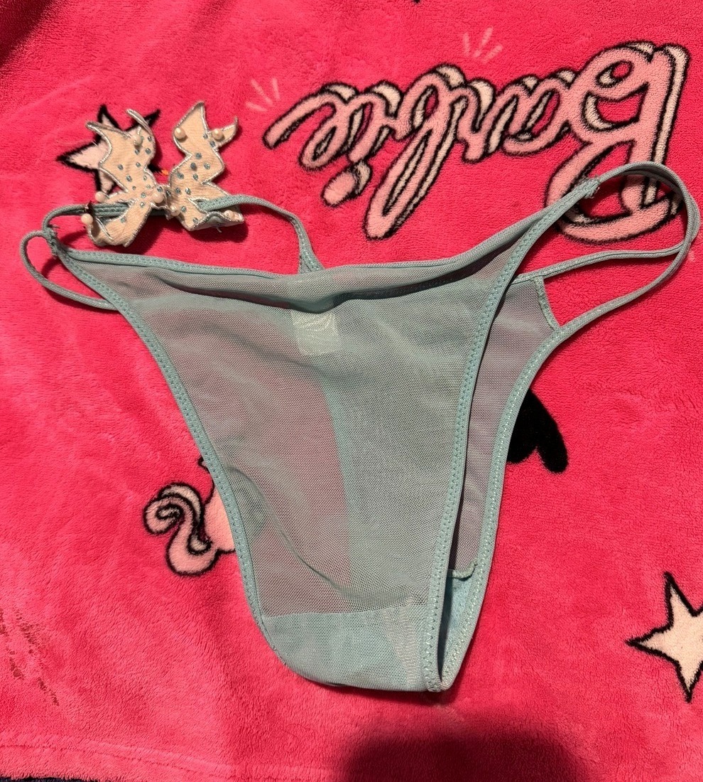 Blue lace workout panties