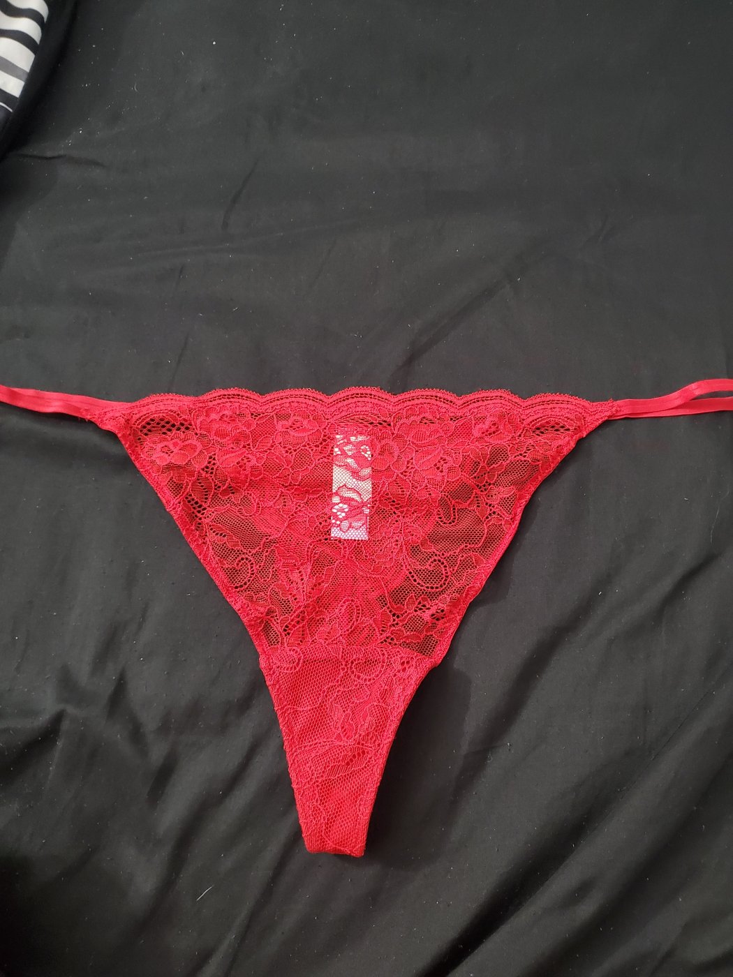 Lace red thong