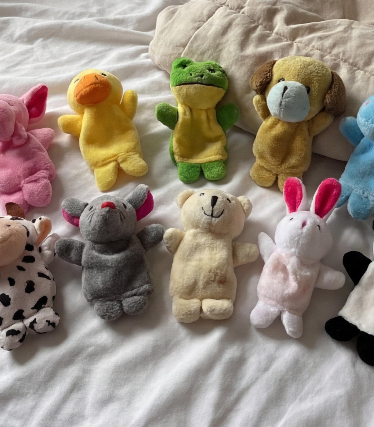 Scent Teddies Worn and Used Plush Finger Puppets