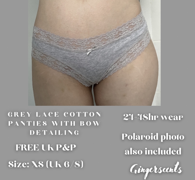 Grey Lace Cotton Full Back Panti…