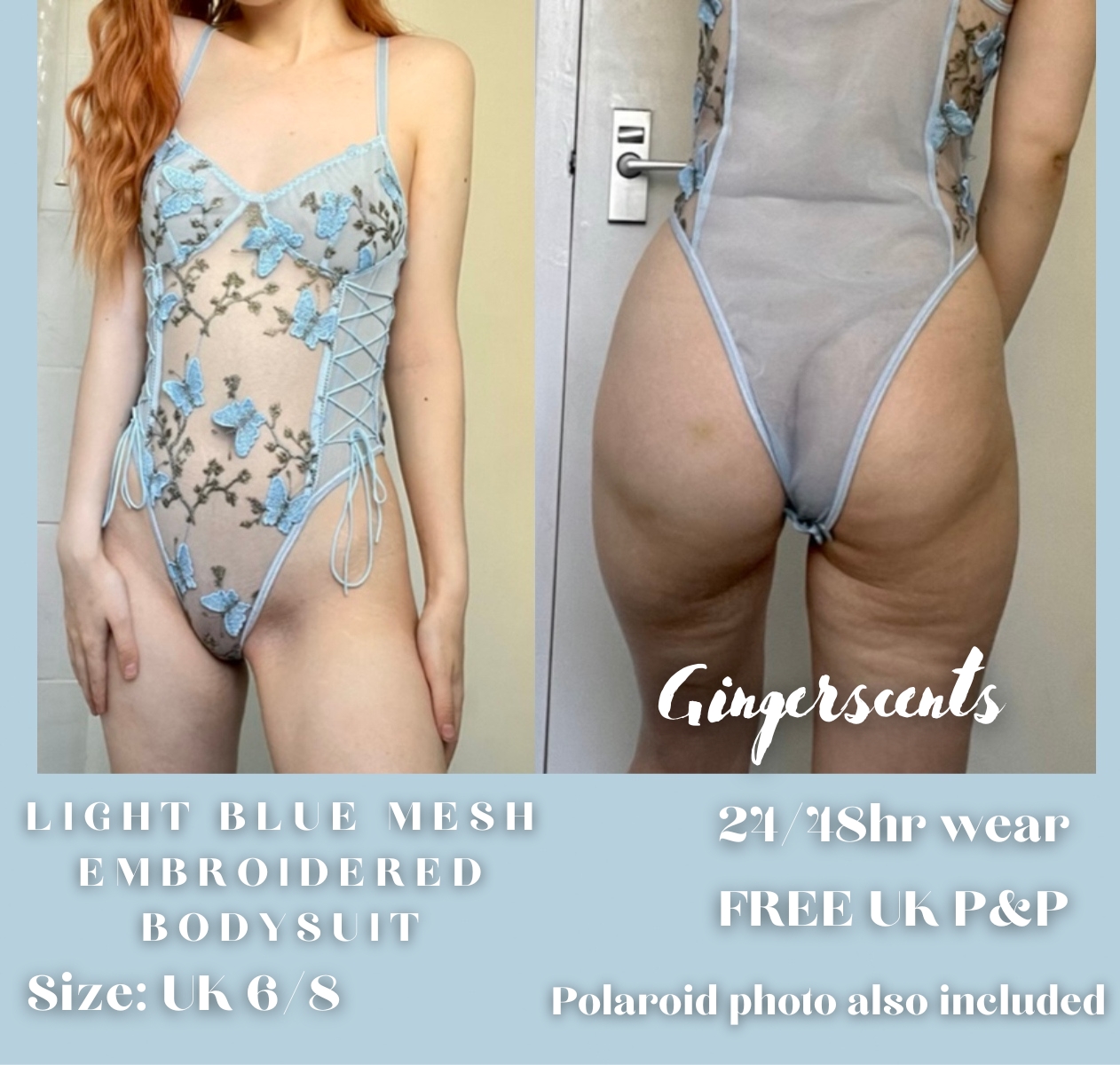 Light Blue Mesh Embroidered Body…