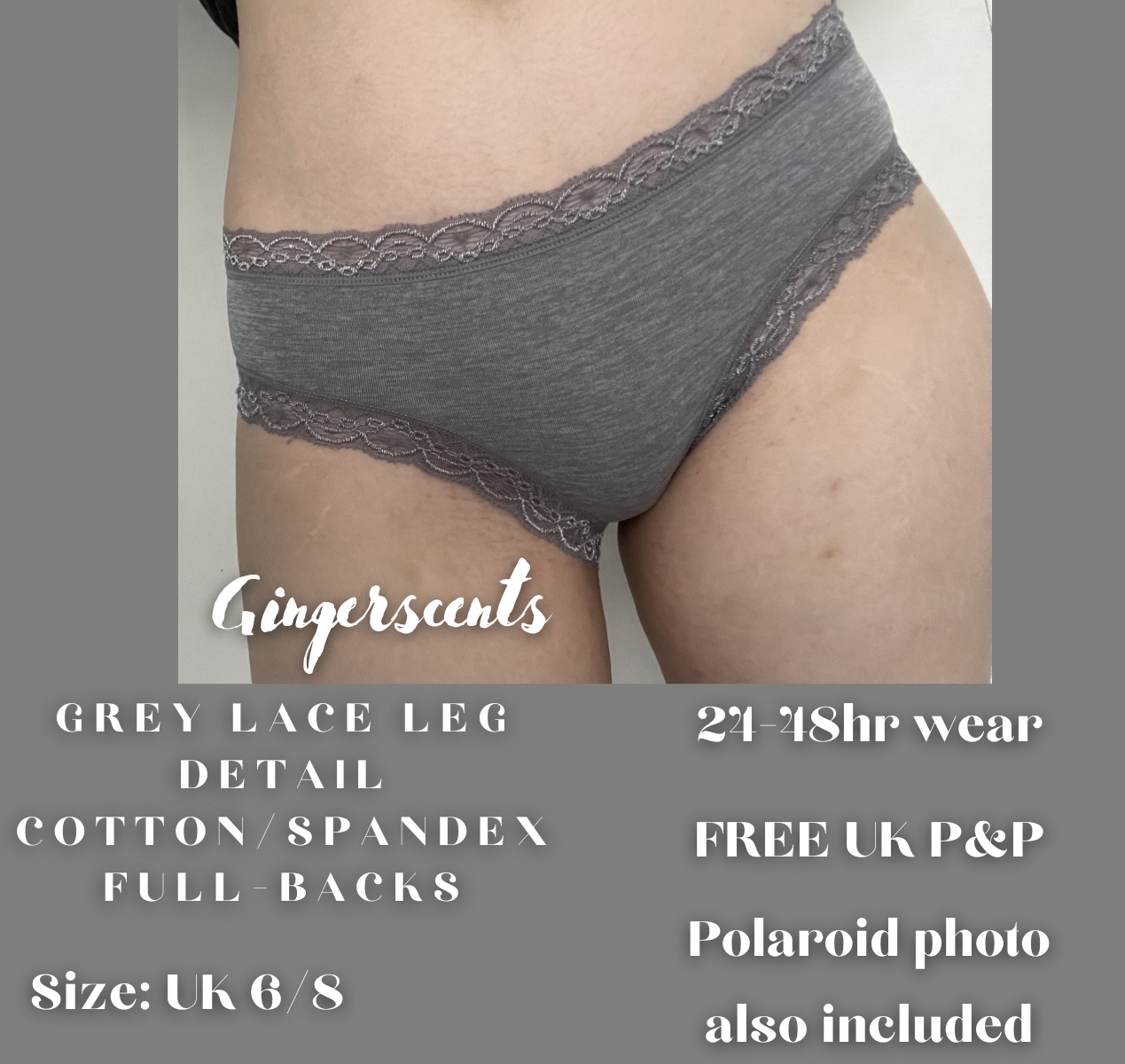 Grey Lace Leg Detail Cotton/Span…