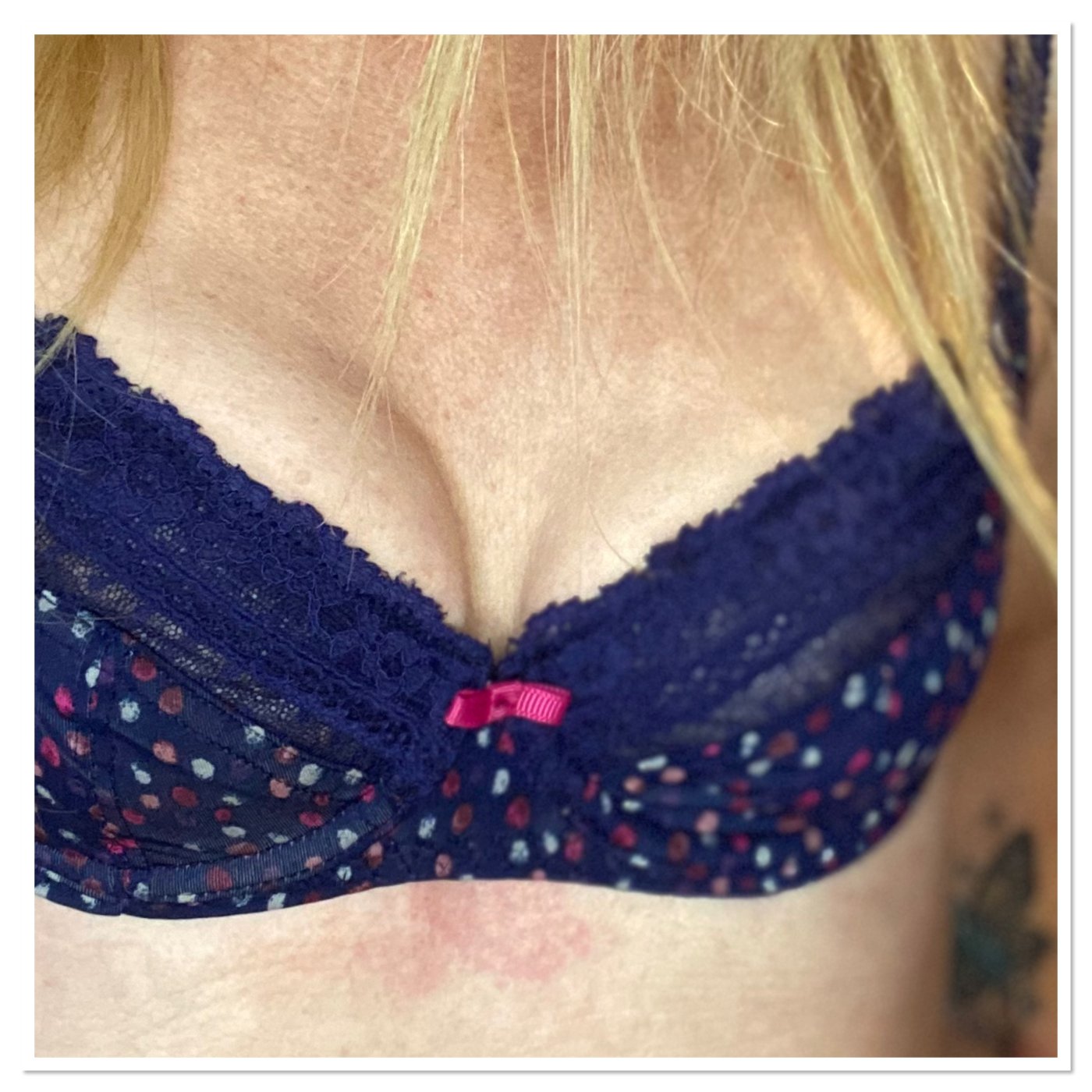 Navy Bra with Pink Bow