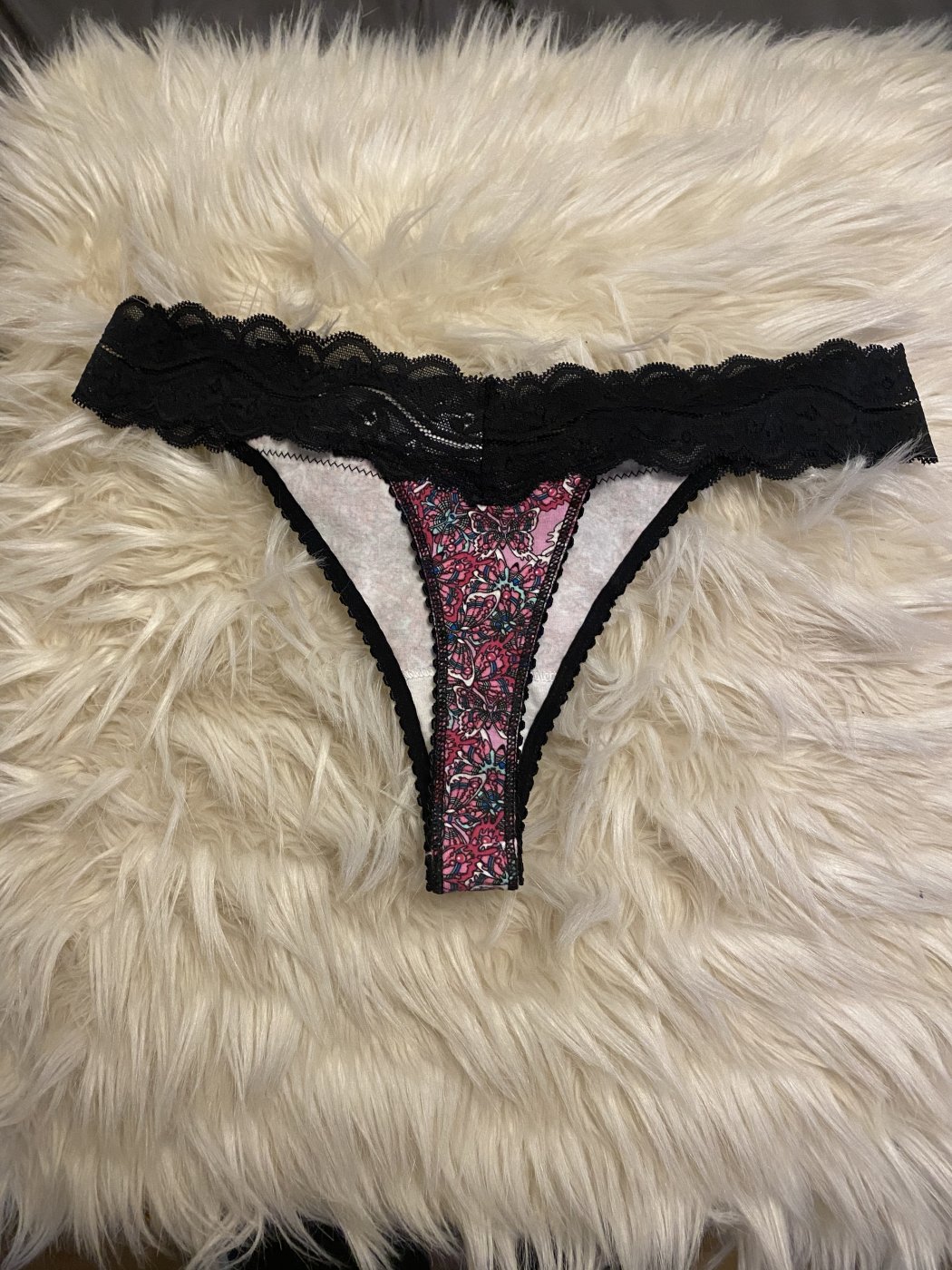 Patterned cotton thong