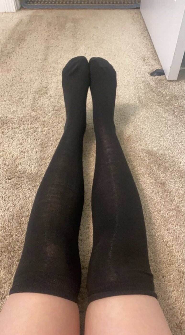 Black Thigh High Socks - 1