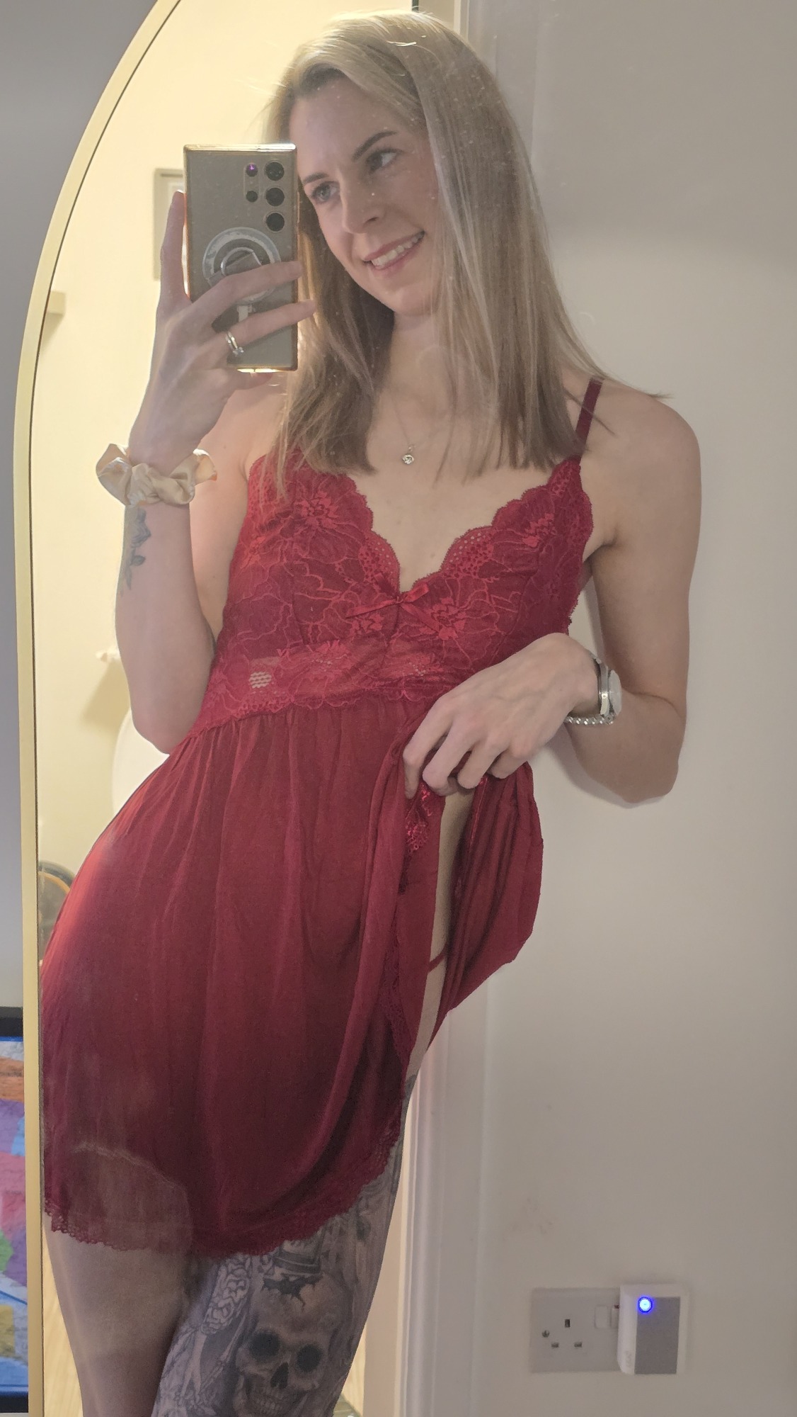 Burgundy Lace Babydoll Nightie