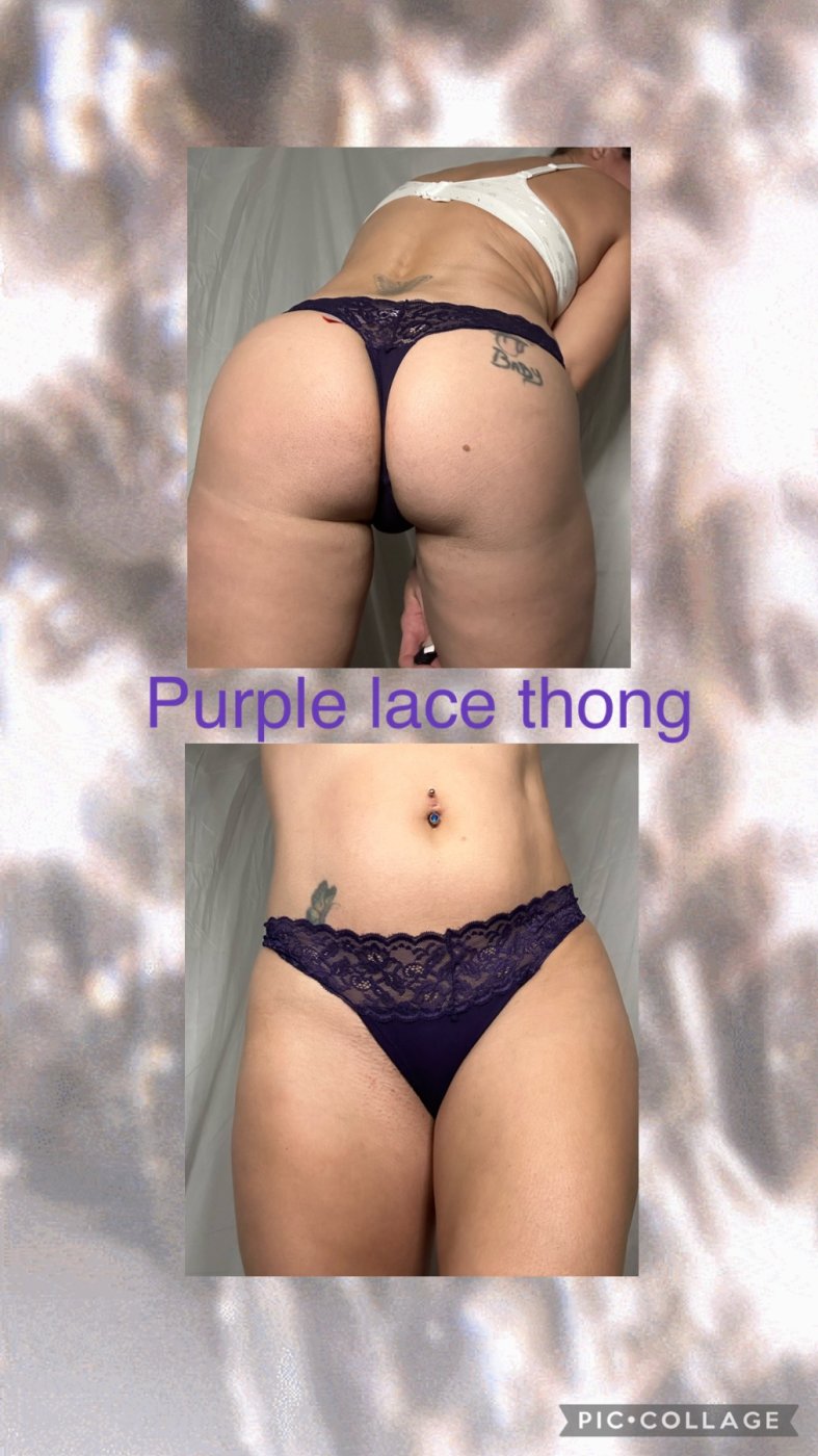 Purple lace thong