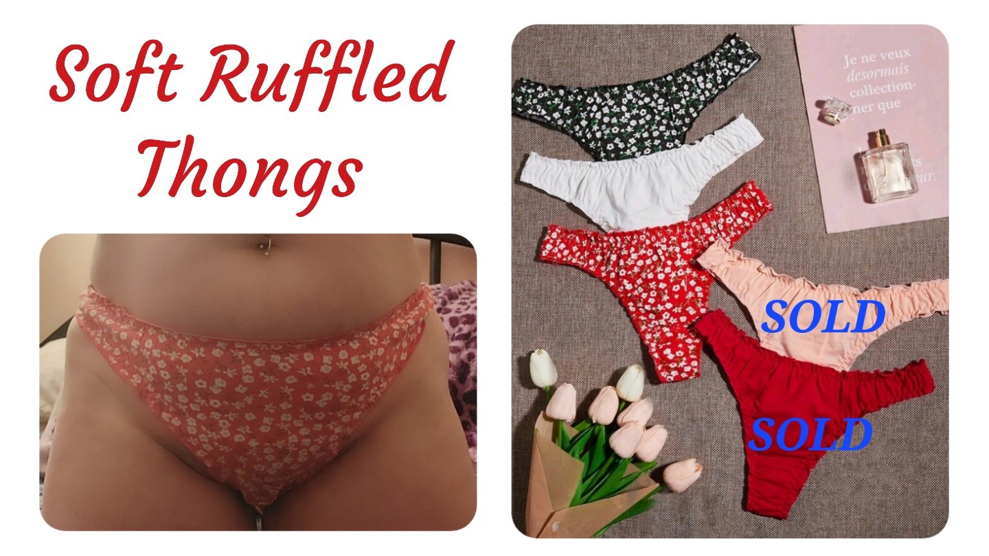 Soft cotton ruffled thongs