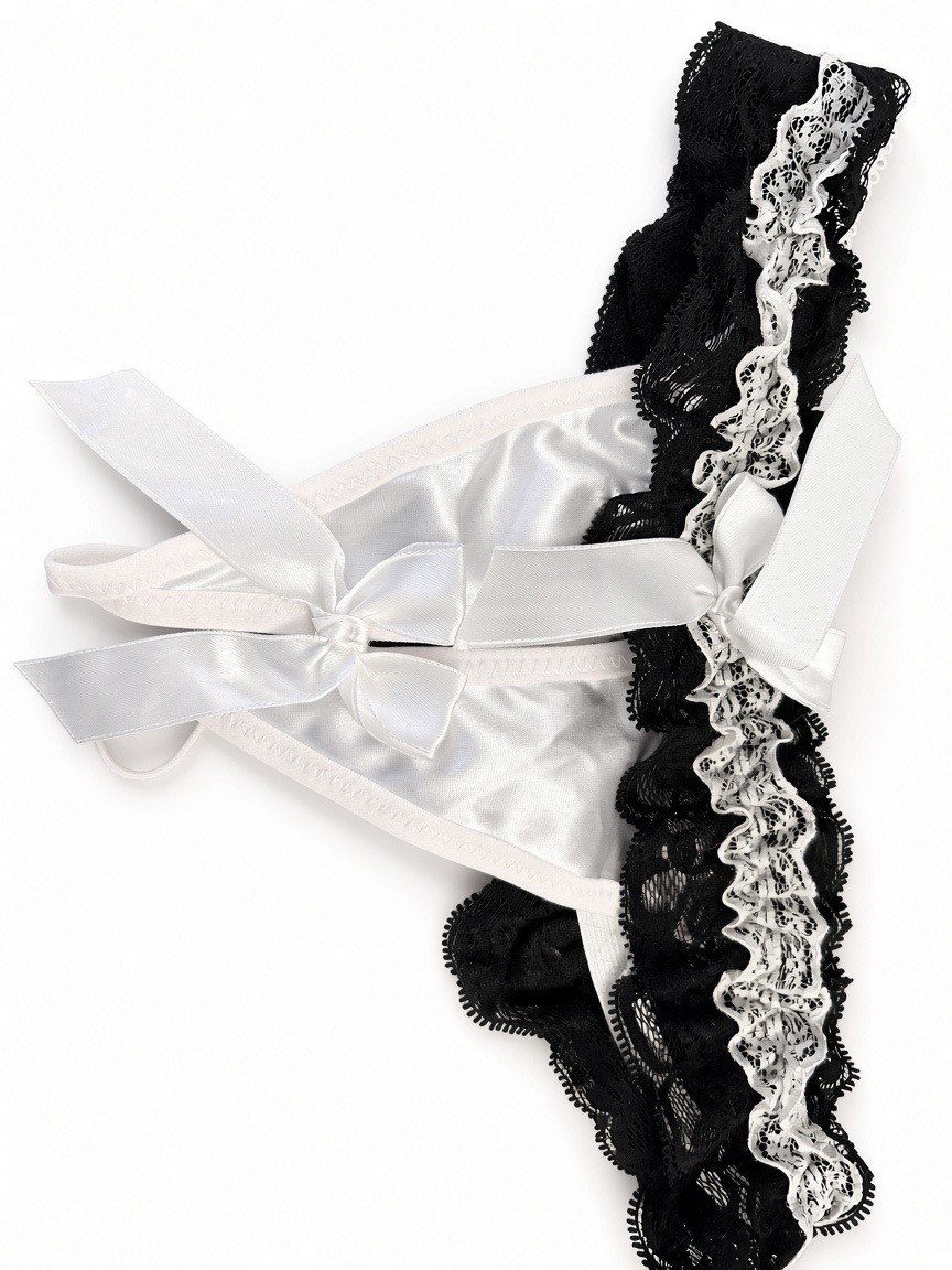 Crotchless lace thong