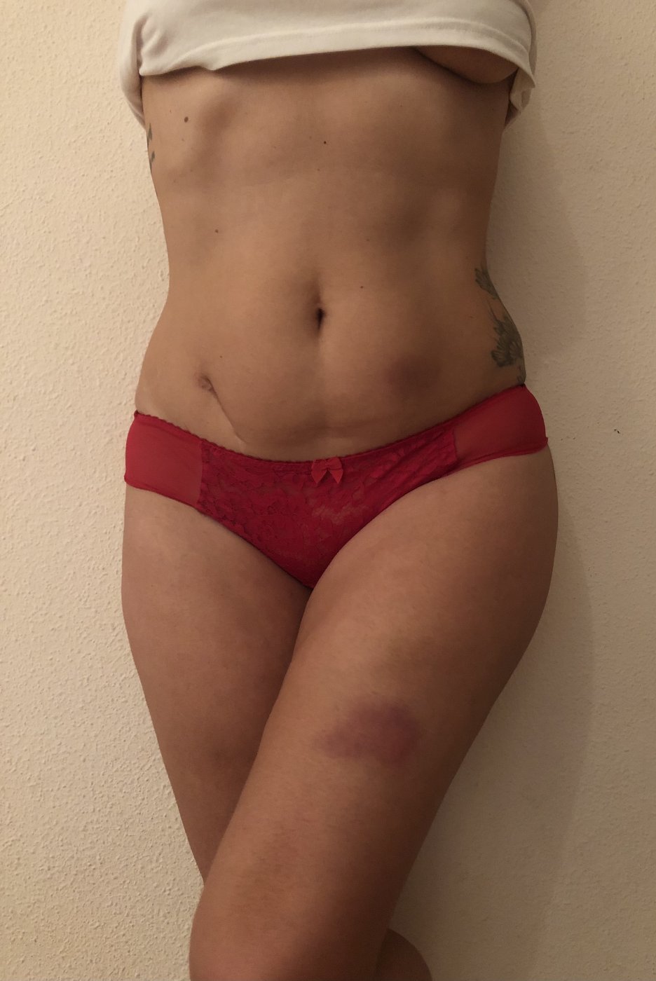 Bragas rojas de gasa y encaje Panty