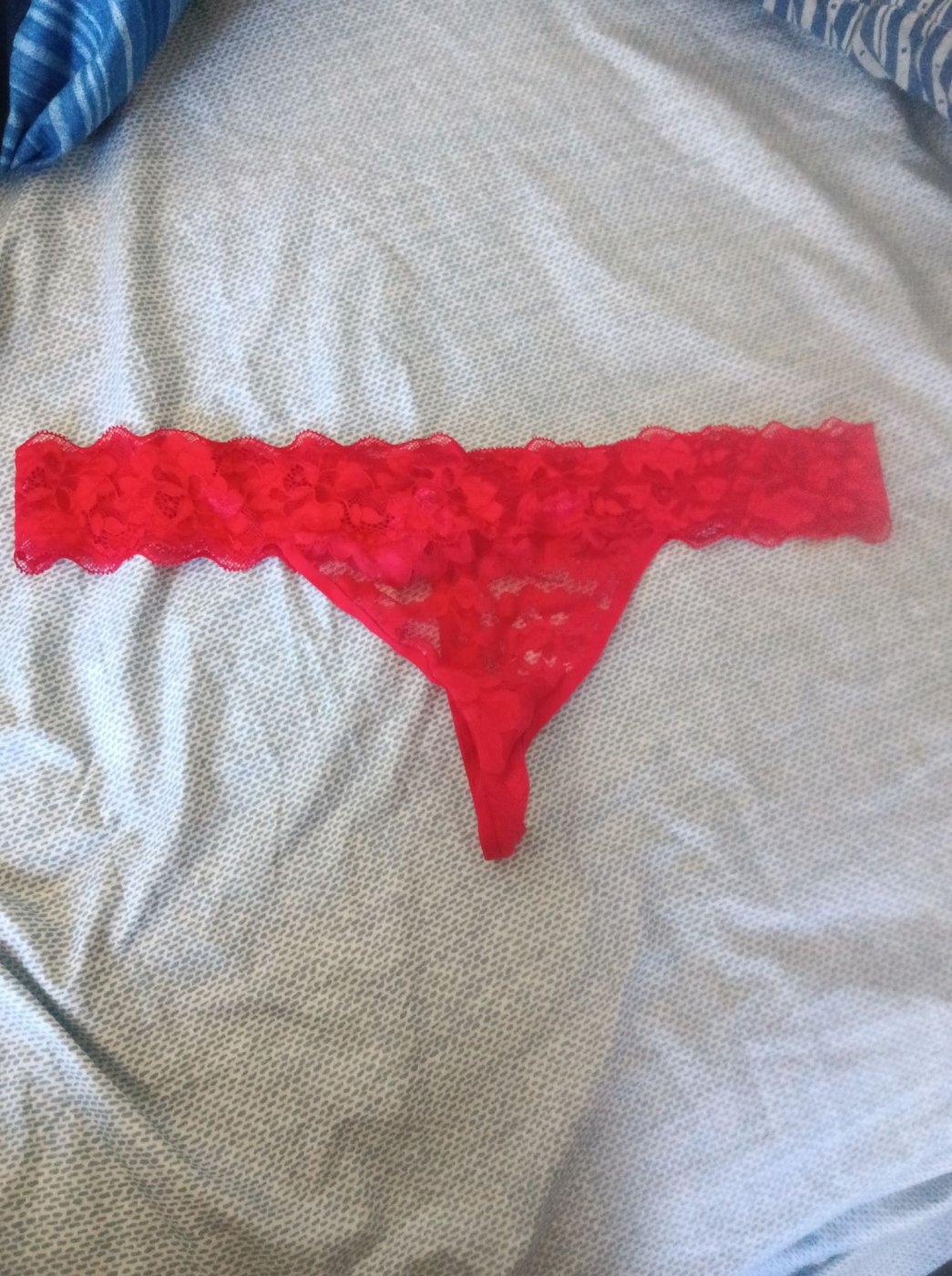 Red panties worn to dinner