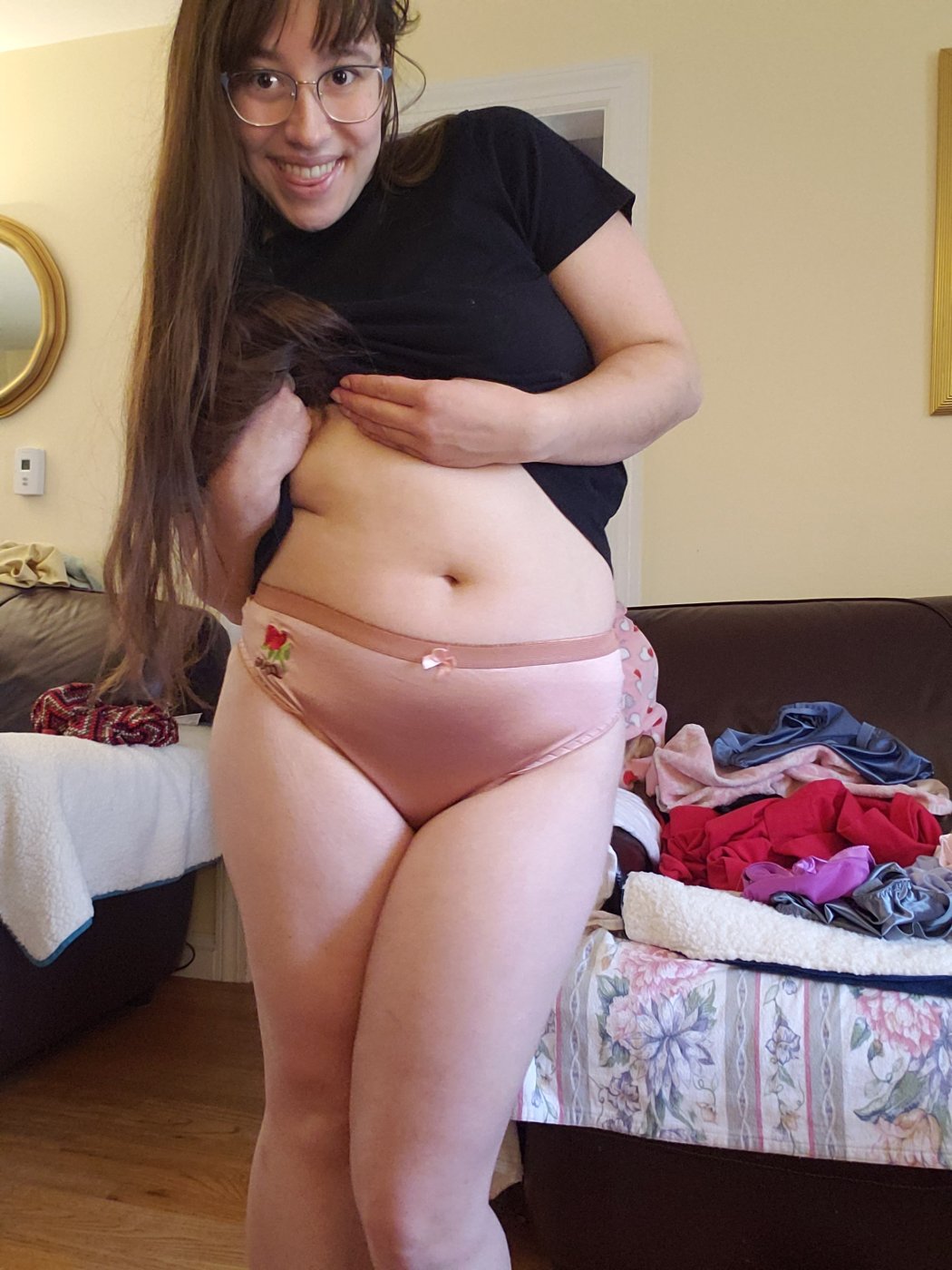 Shiny Satin Champaign Pink Full Coverage Bikini Panties – photo 2 of 3