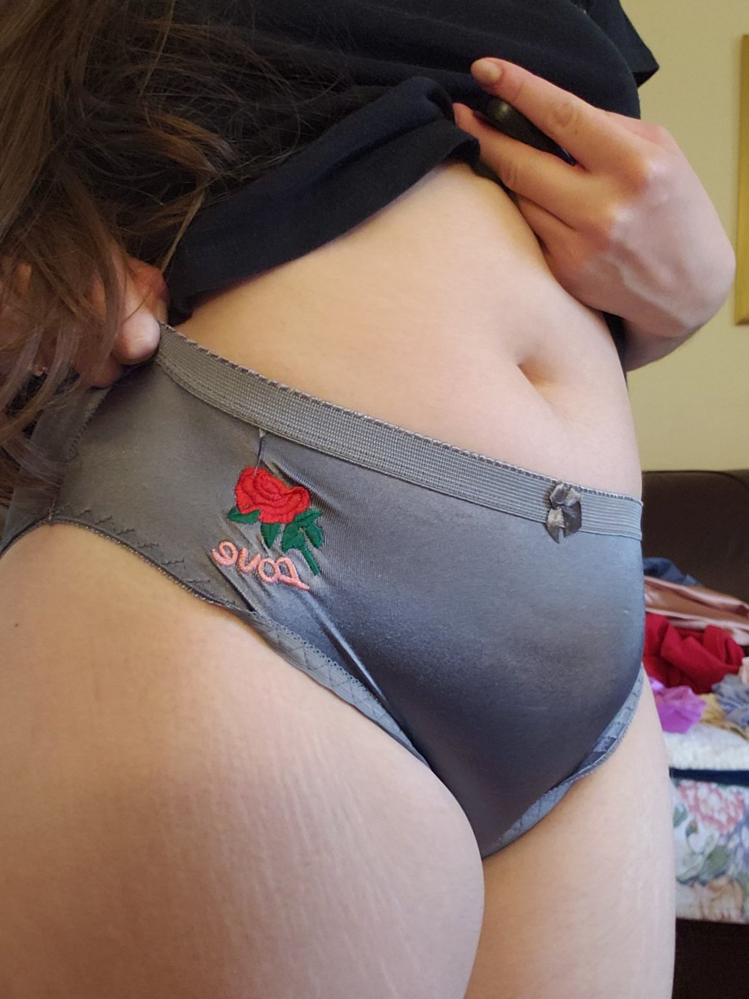 Shiny Satin Grey Slate Full Coverage Bikini Panties – photo 3 of 3