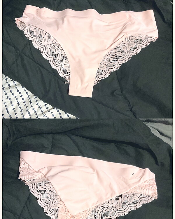 Pink lacy cheeky panties, wore per your request 😘