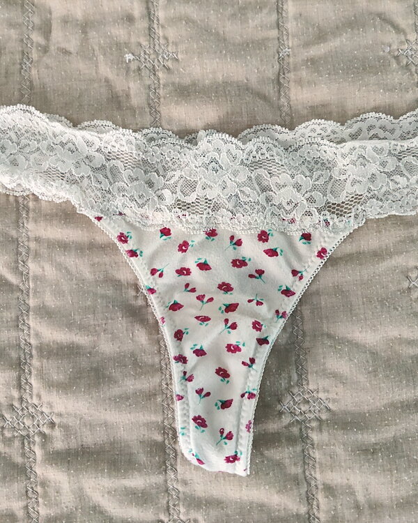 Flower cotton & lace thong