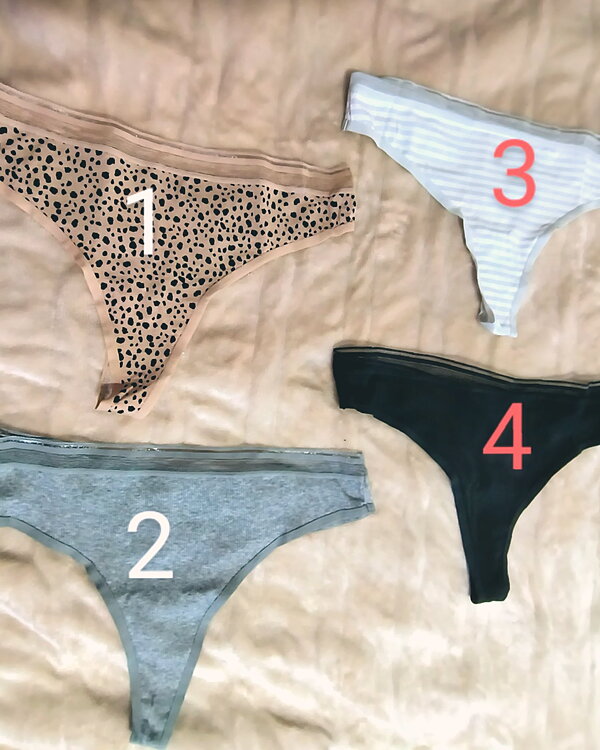 Grey striped thong