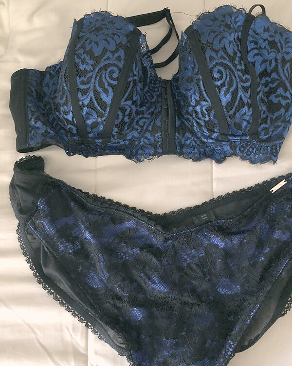 Black and royal blue Brazilian panty abd bra set £45