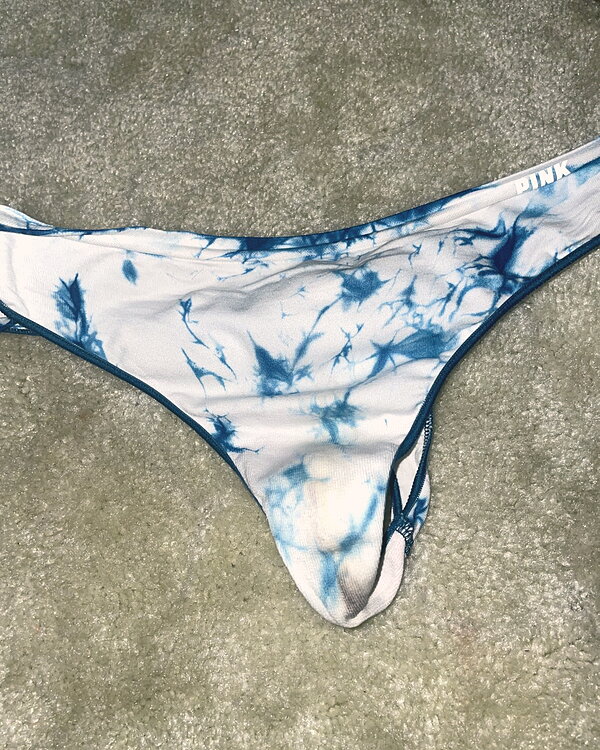Luscious blue and white thong wore two days working and on 3 mile walk!