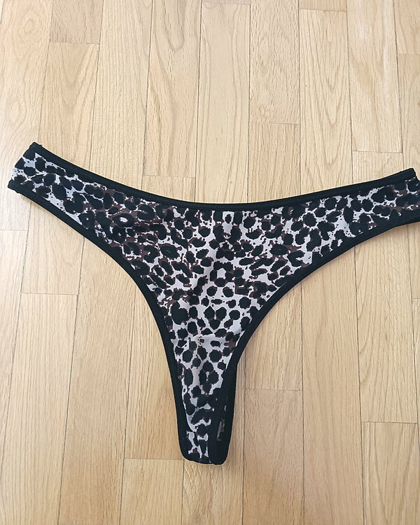 leopard thong worn 3 days, with stains