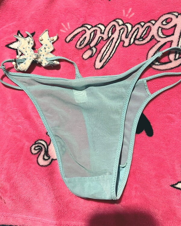 Blue lace workout panties