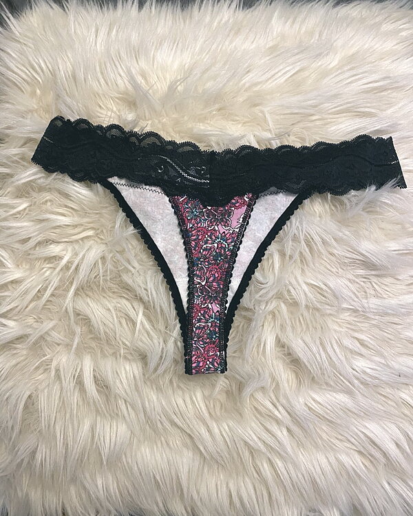 Patterned cotton thong