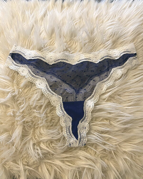 Worn Blue Lace Thong