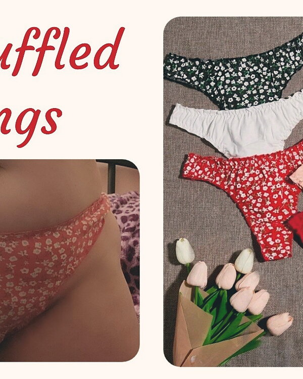 Soft cotton ruffled thongs