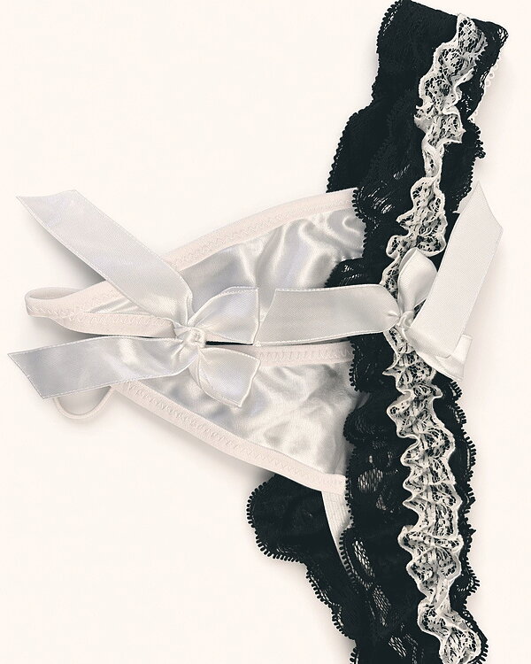 Crotchless lace thong