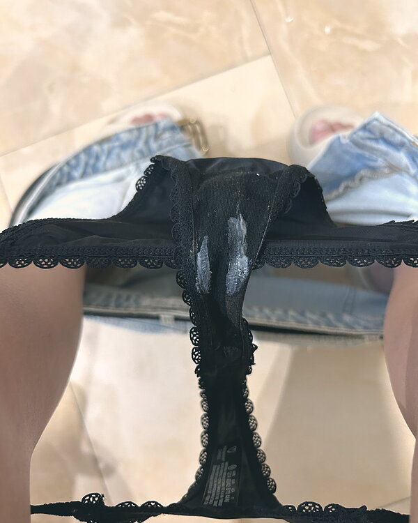 Creamy Black Thong