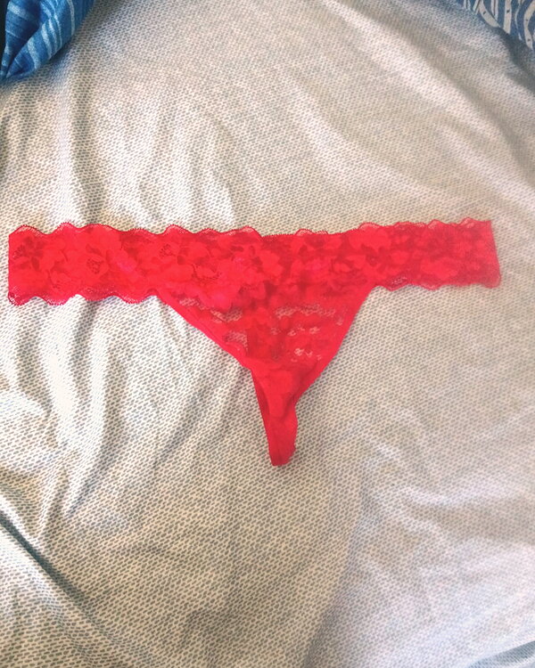 Red panties worn to dinner