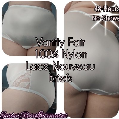 Vanity Fair 100% Nylon White Lace Nouveau Briefs