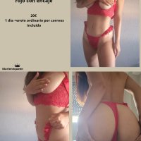 Conjunto lencero rojo con encaje…