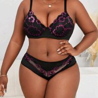 Conjunto lencero negro y lila