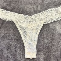 White Lace Zebra Print Thong - 1